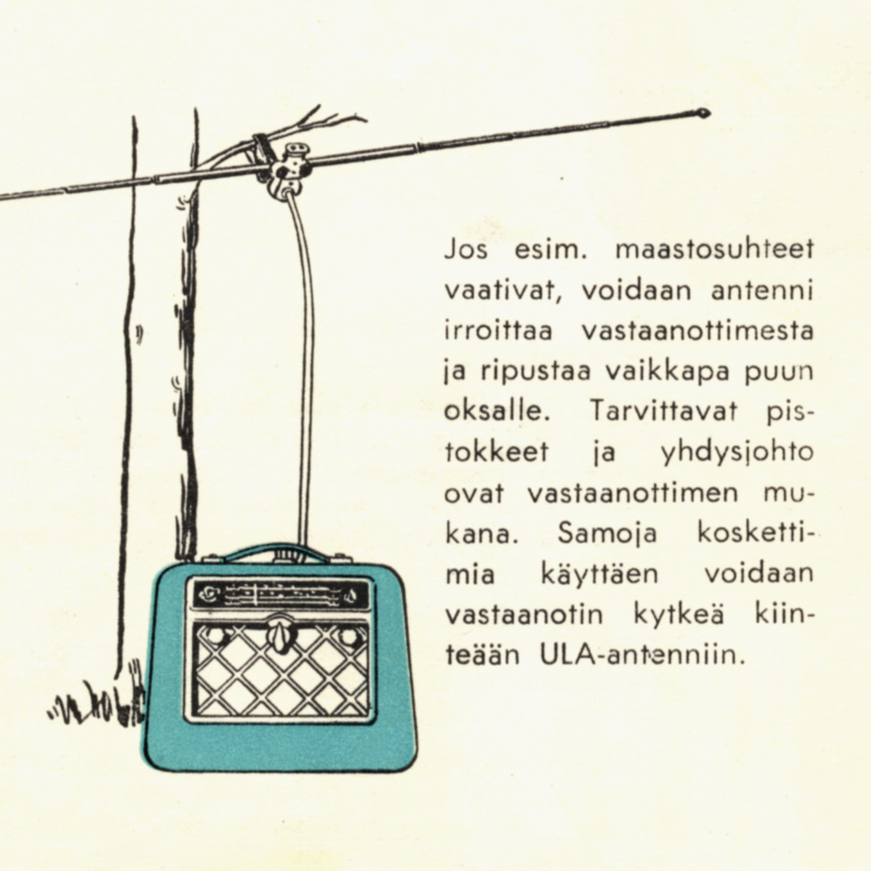 Yksityiskohta Saloran ULA-matkaradion esitteestä